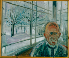 Self-Portrait on the Glass Veranda by Edvard Munch