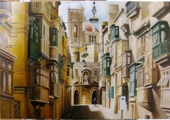 Senglea culture.  39  x  59cm  oil on canvas by Benny Brimmer