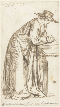 Staande, schrijvende man by David Pièrre Giottino Humbert de Superville