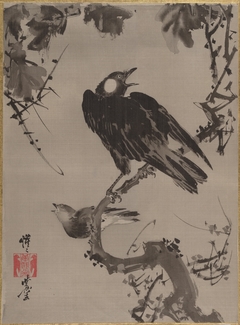 Starlings on a Branch by Kawanabe Kyōsai