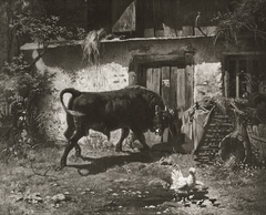Stier vor dem Stall by Friedrich Otto Gebler