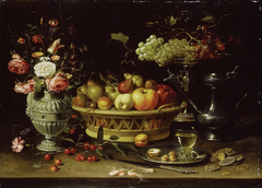Still life of fruit and flowers by Clara Peeters