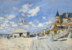 The boardwalk on the beach at Trouville by Claude Monet