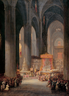 The Corpus Christi Procession inside Seville Catedral by Jenaro Pérez Villaamil