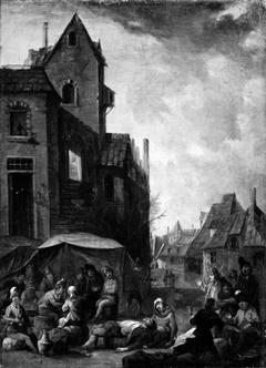 The Interior of a Village. Card Players by Johann Graff