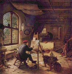 The painter in his studio by Adriaen van Ostade