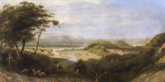 The Towy Valley with Dynevor Castle and Paxton Tower in the distance by attributed to James Thomas Linnell