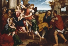 The Two Holy Families with Saint Roch (or James), Tobias and Raphael, and a Shepherd by Bonifazio Veronese