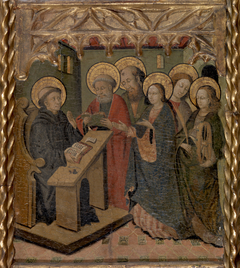 The Virgin Mary and Saints Peter, Paul, John the Evangelist, and Catherine of Alexandria Appearing to Saint Martin by Master of Riglos