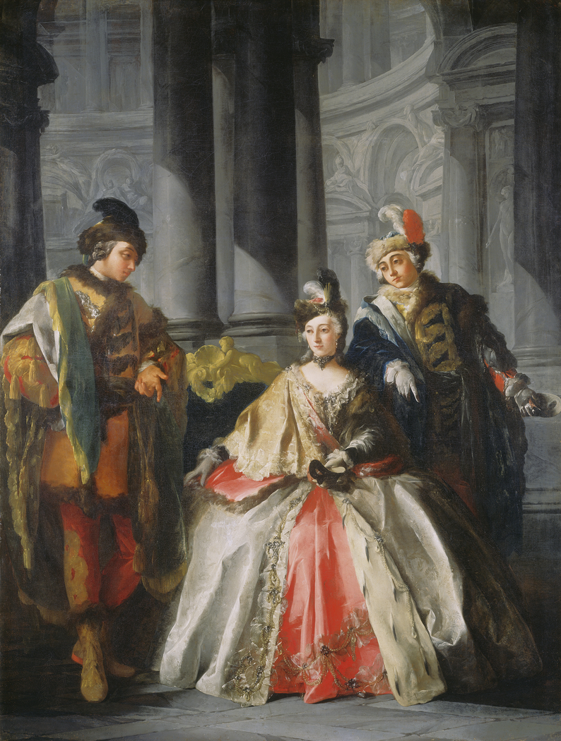 Three Figures Dressed for a Masquerade