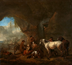 Travellers Resting in a Grotto