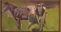 Two horses, sketch by Włodzimierz Tetmajer