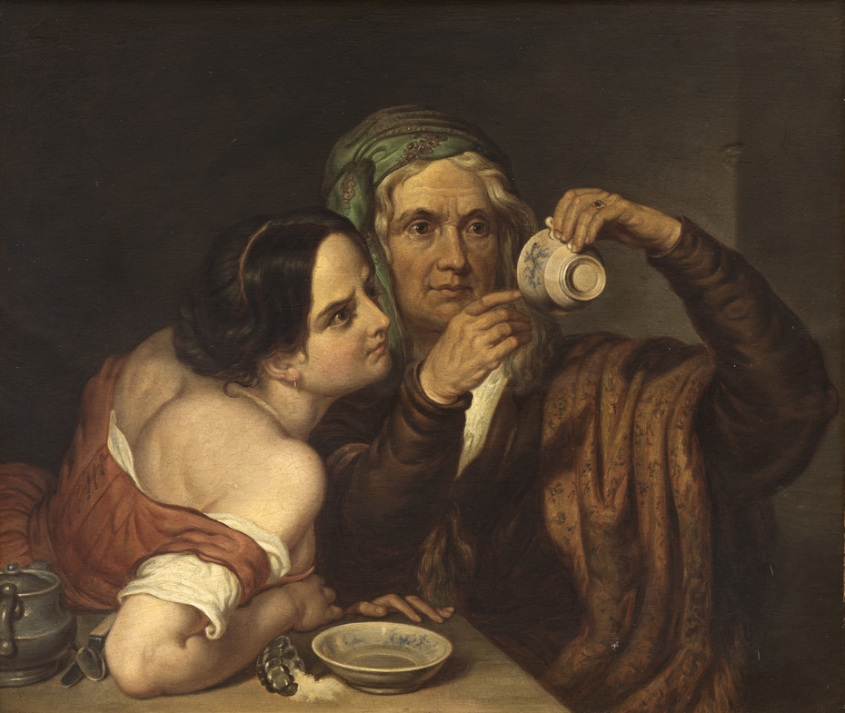 Two women with a cup
