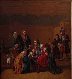 Valdemar den Store bliver forbundet i Absalons moders hus, hvor han har søgt tilflugt efter overfaldet i Roskilde by Johan Peter Raadsig