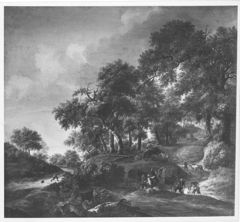 Waldlandschaft mit Überfall by Jan Vermeer van Haarlem I