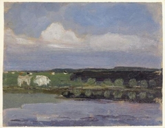 Watercourse, field with cows and sky with cloud by Piet Mondrian