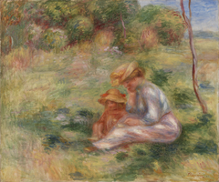 Woman and Child in the Grass (Femme avec enfant sur l'herbe) by Auguste Renoir
