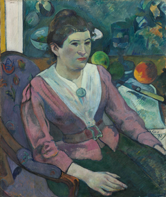 Woman in Front of a Still Life by Cézanne by Paul Gauguin