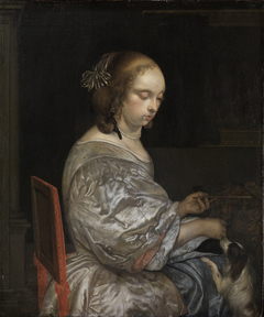 Young Lady with a Lapdog by Eglon van der Neer
