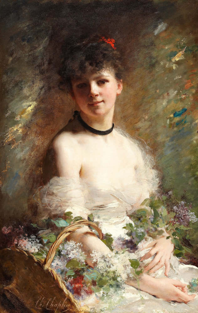 Young Woman with Flower Basket
