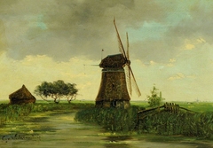 A Dutch Windmill by Cornelis Julius van Wickevoort Crommelin