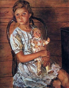 A girl with a doll