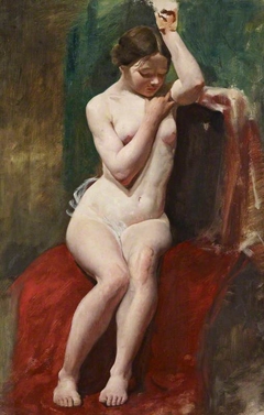 A Life Study of a Female Nude Model with her Left Arm Raised by William McTaggart