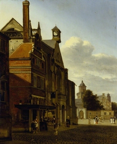 A Square in an Imaginary Dutch or Flemish Town by Jan van der Heyden