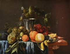 A Still Life with a Silver Jug and Fruit