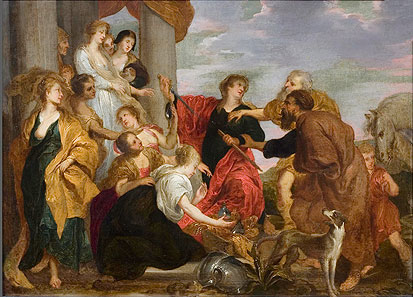 Achilles recognizes the daughters of Lykomedes