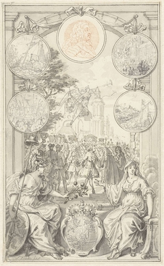 Allegorie met de aankomst van Willem IV te Den Haag, 1747 by Simon Fokke