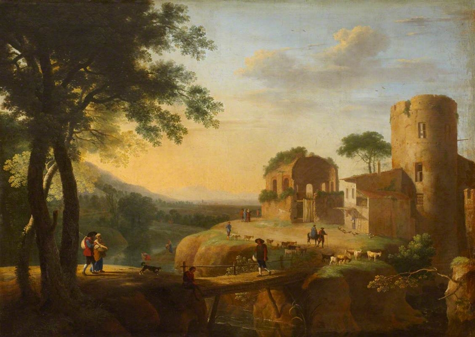 An Evening Landscape with a Castle Ruin
