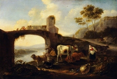 An Italianate Landscape by manner of Aelbert Cuyp