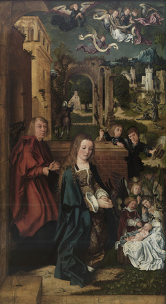 Anbetung des Kindes, verso: Verkündigung an Maria, Himmelfahrt Christi by Ulrich Apt the Elder