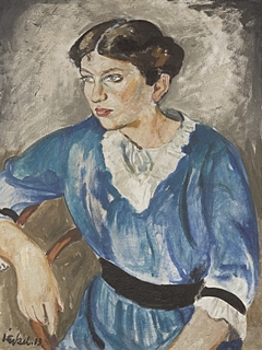 Bildnis Frau Pallavicini. Frau in blauem Kleid by Willy Jaeckel