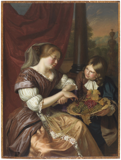 Boy Offering Grapes to a Woman by Maria Schalcken