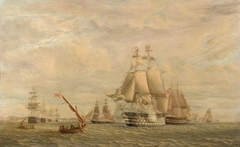 British ships coming to anchor with French ships
