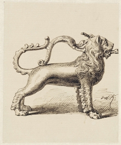 Bronzen schenkkan in de vorm van een leeuw by David van der Kellen III