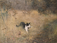 Cat Hunting Birds by Bruno Liljefors