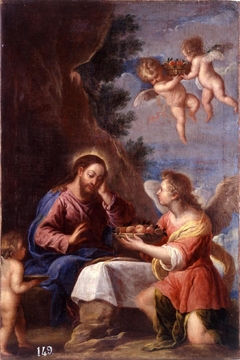 Cristo servido por los ángeles by Pedro Atanasio Bocanegra