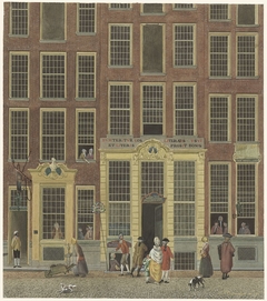 De boekhandel en het loterijkantoor van Jan de Groot in de Kalverstraat te Amsterdam by Isaac Ouwater