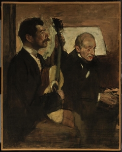 Degas's Father Listening to Lorenzo Pagans Playing the Guitar by Edgar Degas
