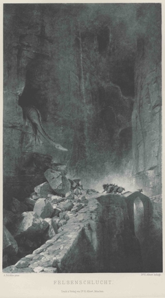 Drachen in einer Felsenschlucht by Arnold Böcklin