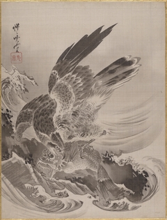 Eagle Attacking Fish by Kawanabe Kyōsai