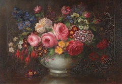 English Summer Flowers in a Stone Vase by David Paton
