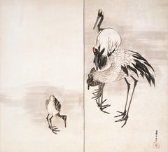 Family of Cranes [right of a pair] by Nagasawa Rosetsu