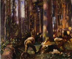 Felling a Tree in the Vosges by Alfred Munnings