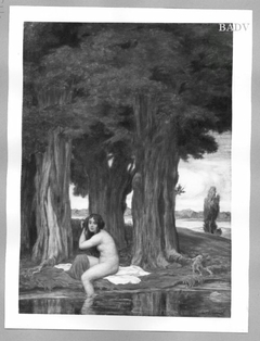 Female nude in landscape by Ludwig von Zumbusch