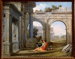 Figures in an Ancient Ruins Landscape