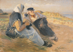 Fisherman Anders Velle and His Wife, Ane, on Skagen Beach by Michael Peter Ancher